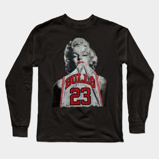 Retro - Marilyn Monroe Chicago Jordan White Long Sleeve T-Shirt by botokgetuk